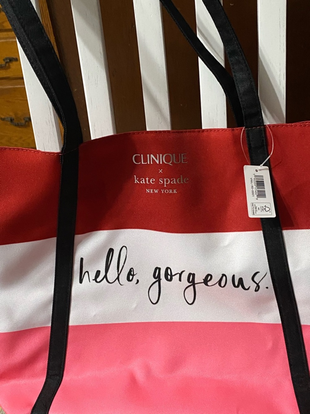 Clinique x Kate Spade Pink & Red Stripe 'Hello, Gorgeous' Tote and Pouch Set - Picture 7 of 7